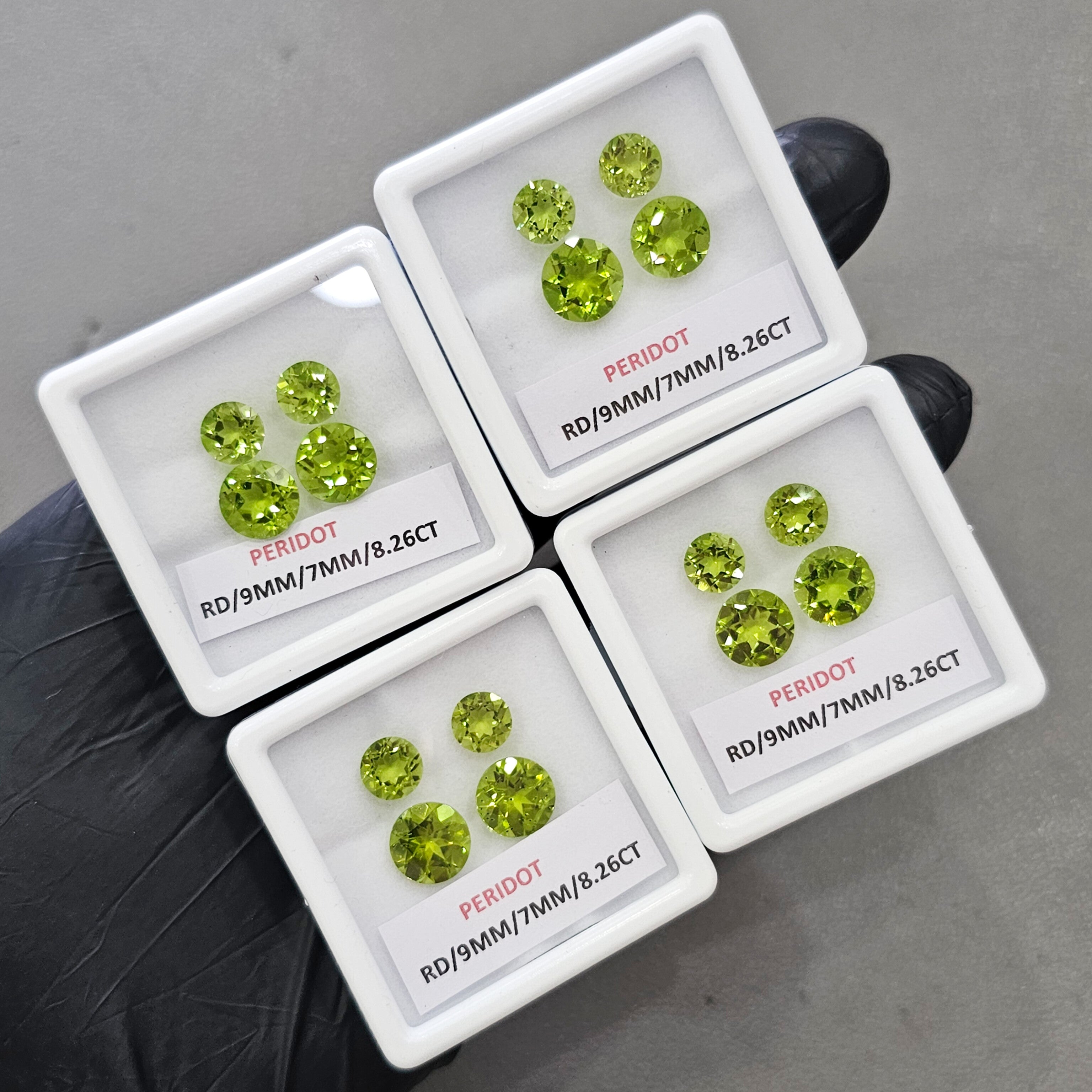4 Pcs Natural Peridot Faceted Pairs | Round | Size: 7-9mm