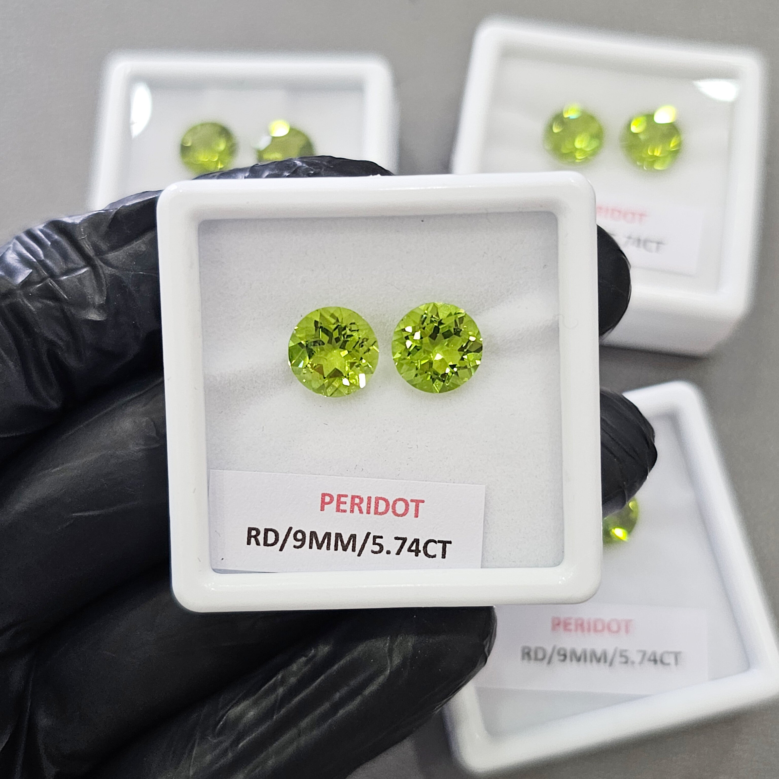 2 Pcs Pair Natural Peridot Faceted | Round | Size: 9mm