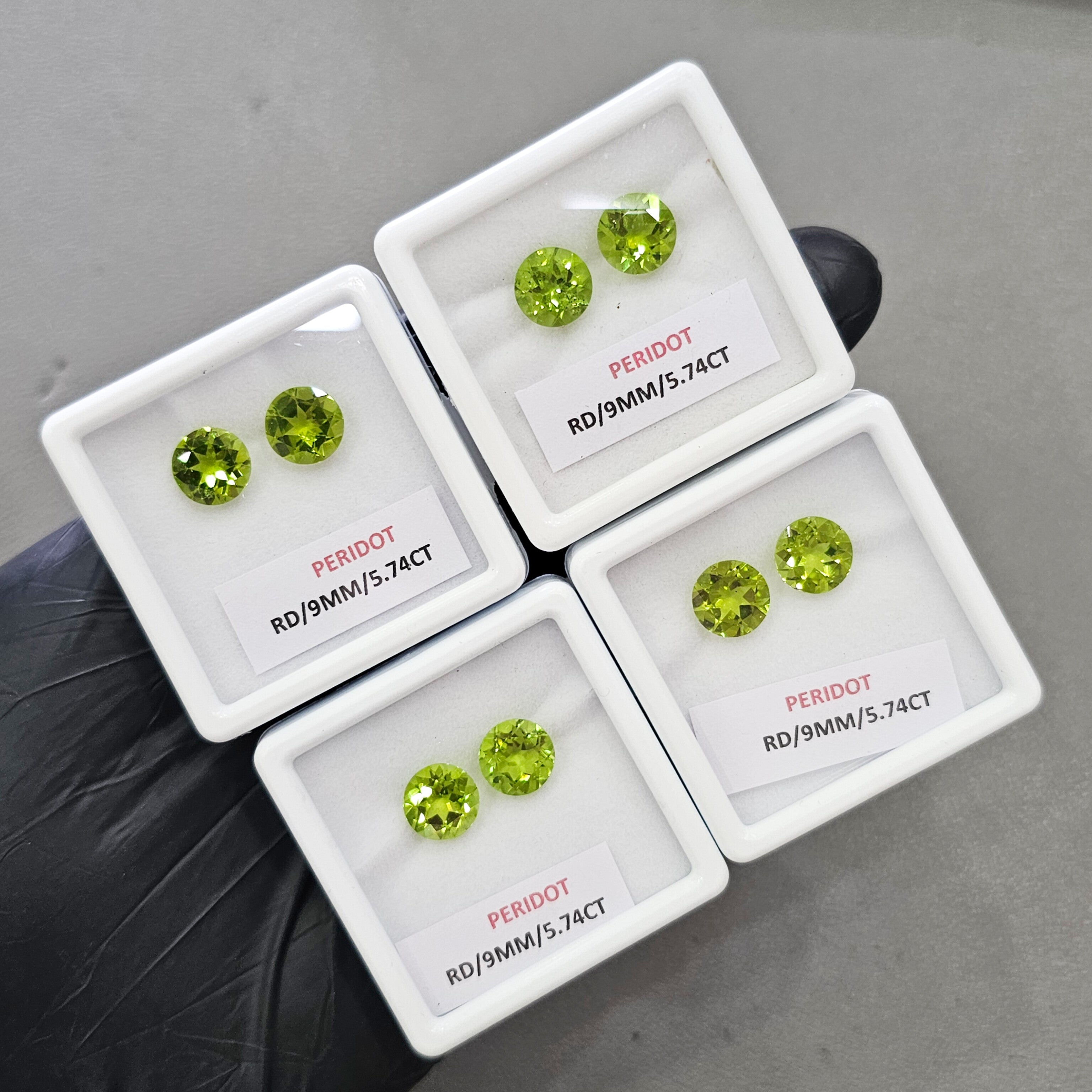 2 Pcs Pair Natural Peridot Faceted | Round | Size: 9mm