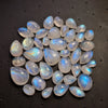 40Pcs Natural Rainbow Moonstone Cabochons | 8-16mm | Shape: Mix - The LabradoriteKing