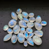 27Pcs Natural Rainbow Moonstone Cabochons | 7-16mm | Shape: Mix - The LabradoriteKing