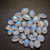 32Pcs Natural Rainbow Moonstone Cabochons | 9-18mm | Shape: Mix - The LabradoriteKing