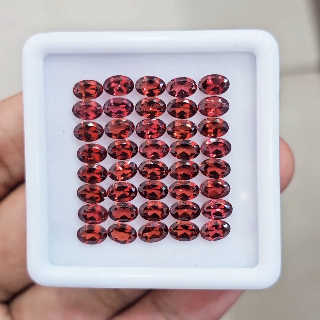 40pcs Natural Mozambique Cherry Garnet Faceted | Oval | Size: 6x4mm (Copy) - The LabradoriteKing