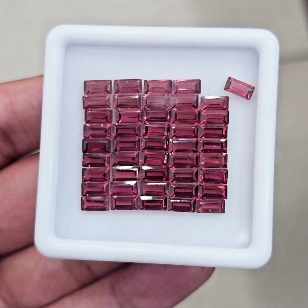 45pcs Natural Mozambique Cherry Garnet Faceted | Rectangle | Size: 6x3mm - The LabradoriteKing