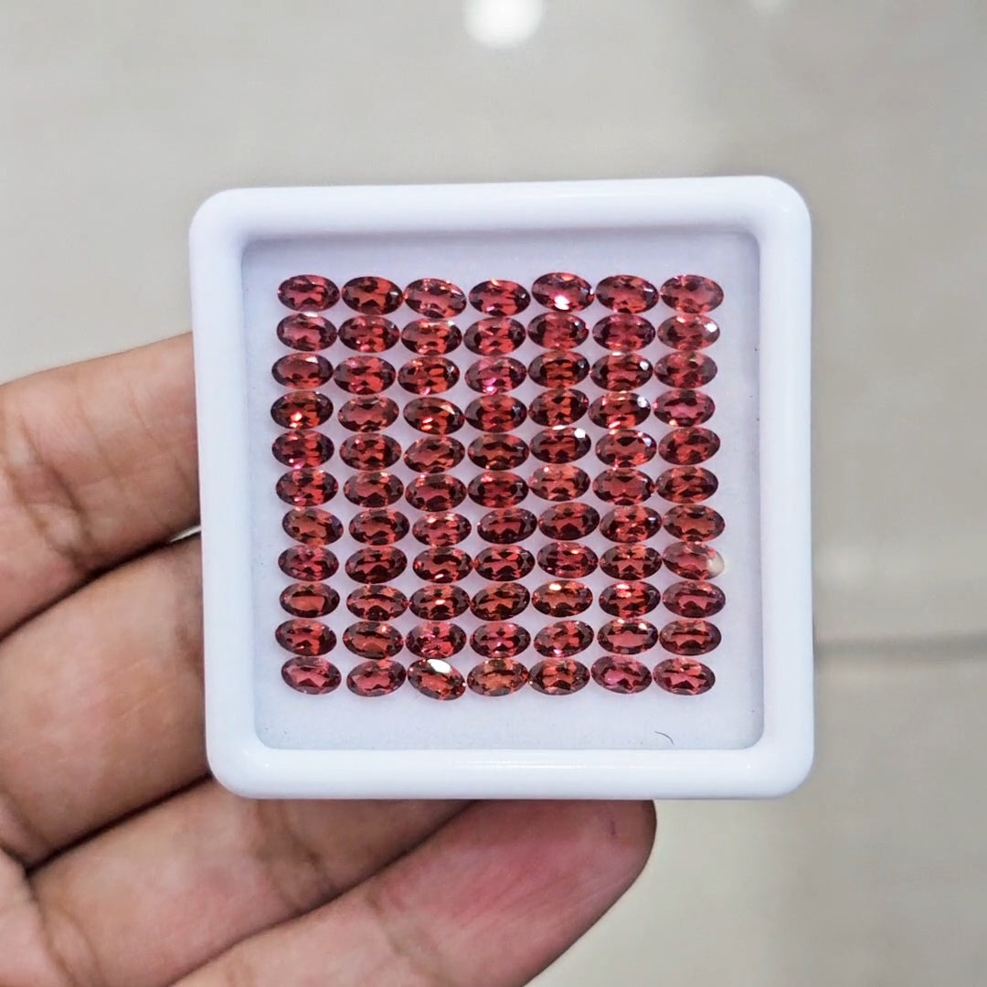 77pcs Natural Mozambique Cherry Garnet Faceted | Oval | Size: 5x3mm - The LabradoriteKing