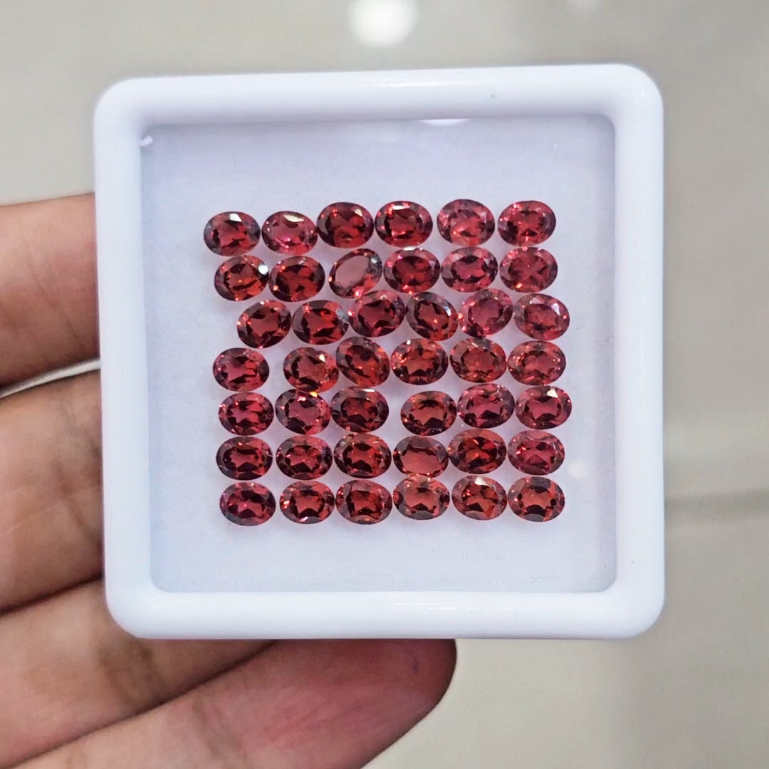 42pcs Natural Mozambique Cherry Garnet Faceted | Oval | Size: 5x4mm - The LabradoriteKing