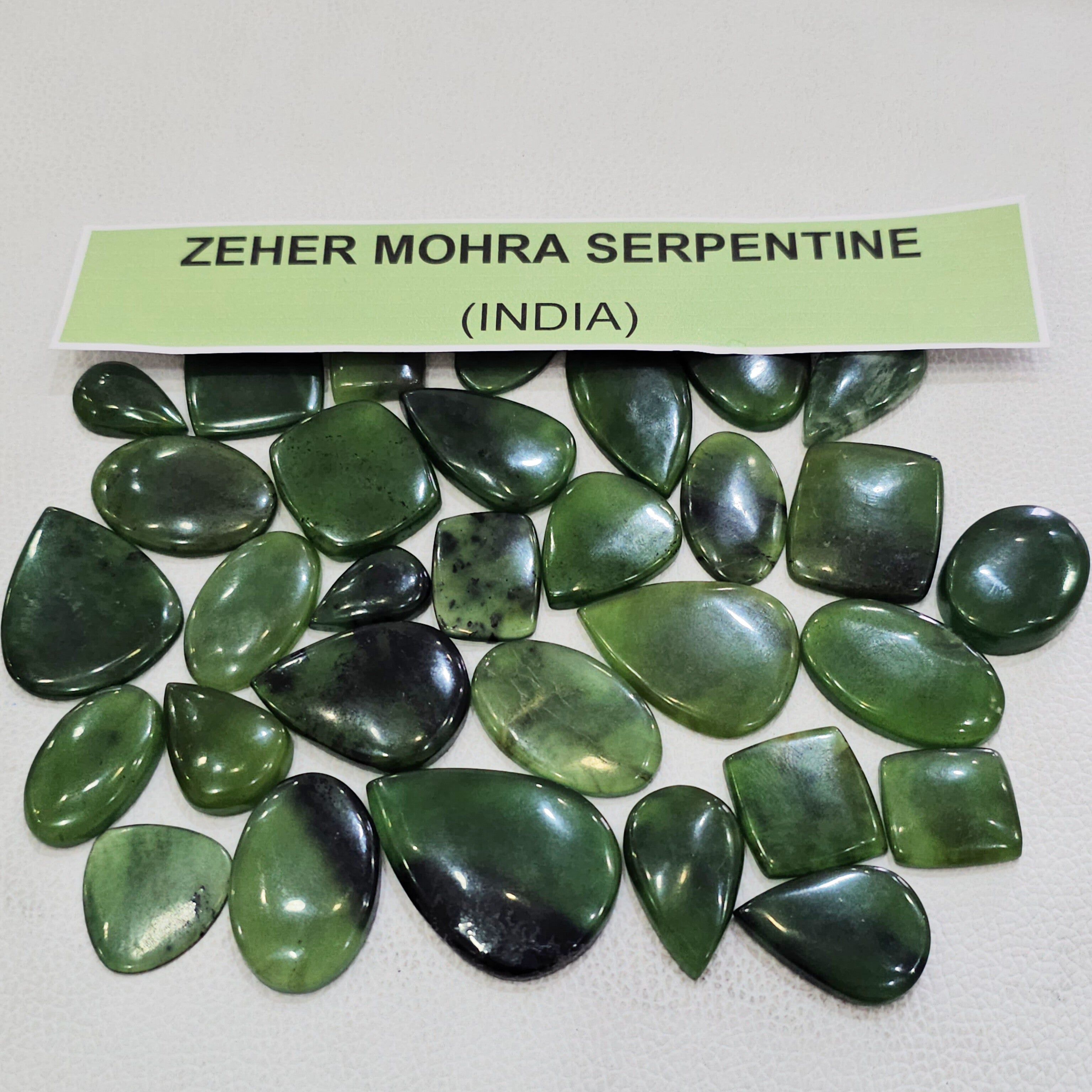 250 Grams Natural Zeher Mohra Serpentine Gemstones | 50Pcs (Approx.) | 15–45mm - The LabradoriteKing