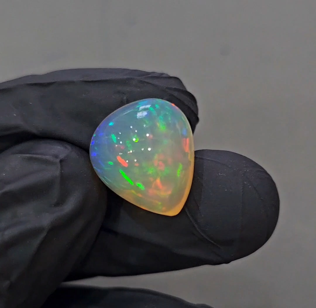 Natural Ethiopian Opal Cabochon Multi Fire | Pear| Size: 17x15mm | 12.7Cts - The LabradoriteKing