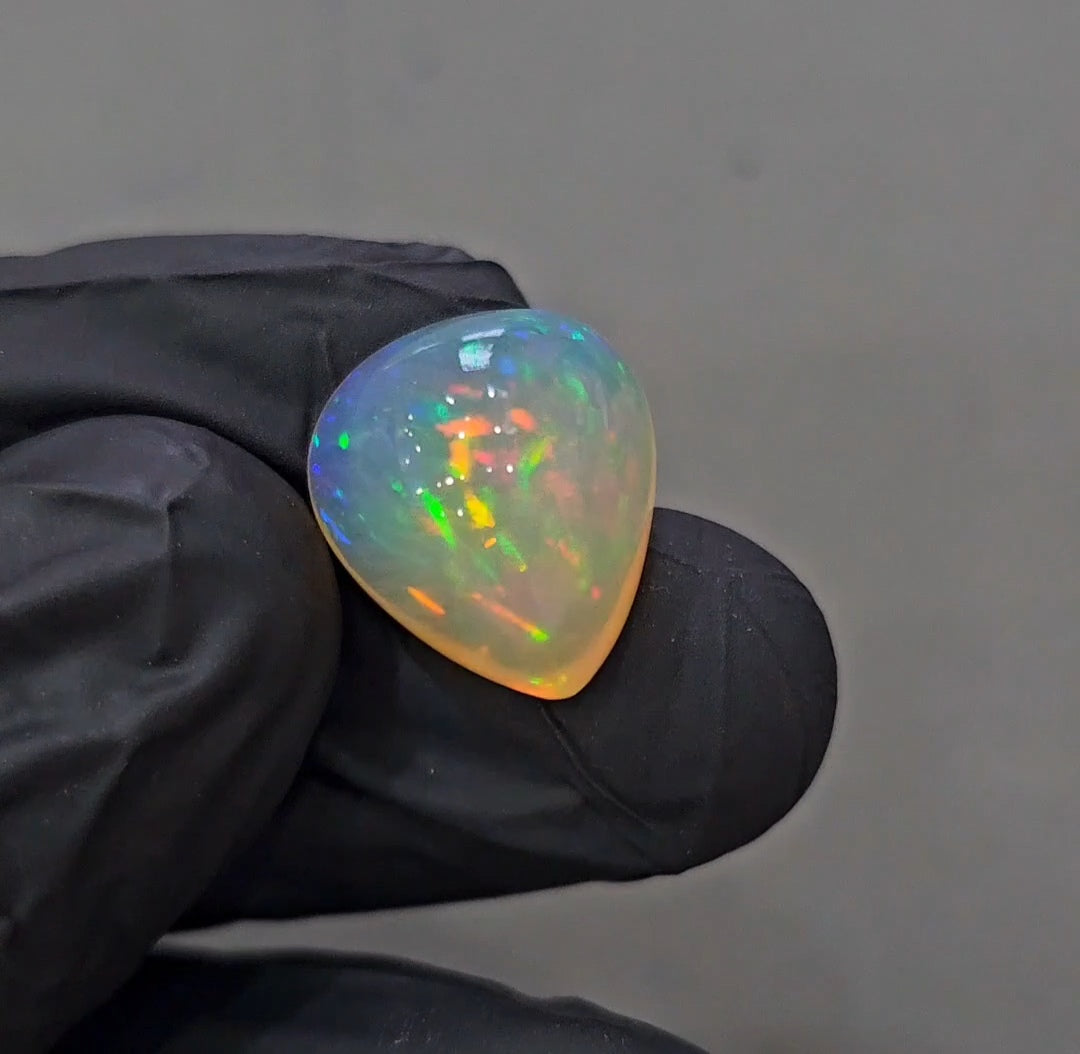 Natural Ethiopian Opal Cabochon Multi Fire | Pear| Size: 17x15mm | 12.7Cts - The LabradoriteKing