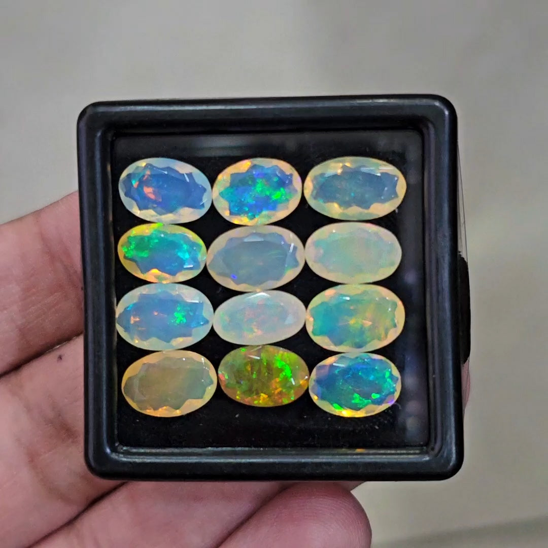 12 Pcs Natural Ethiopian Opal Faceted |Oval|10-11mm|15.1 Cts - The LabradoriteKing