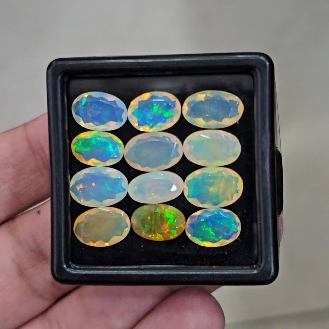 12 Pcs Natural Ethiopian Opal Faceted |Oval|10-11mm|15.1 Cts - The LabradoriteKing