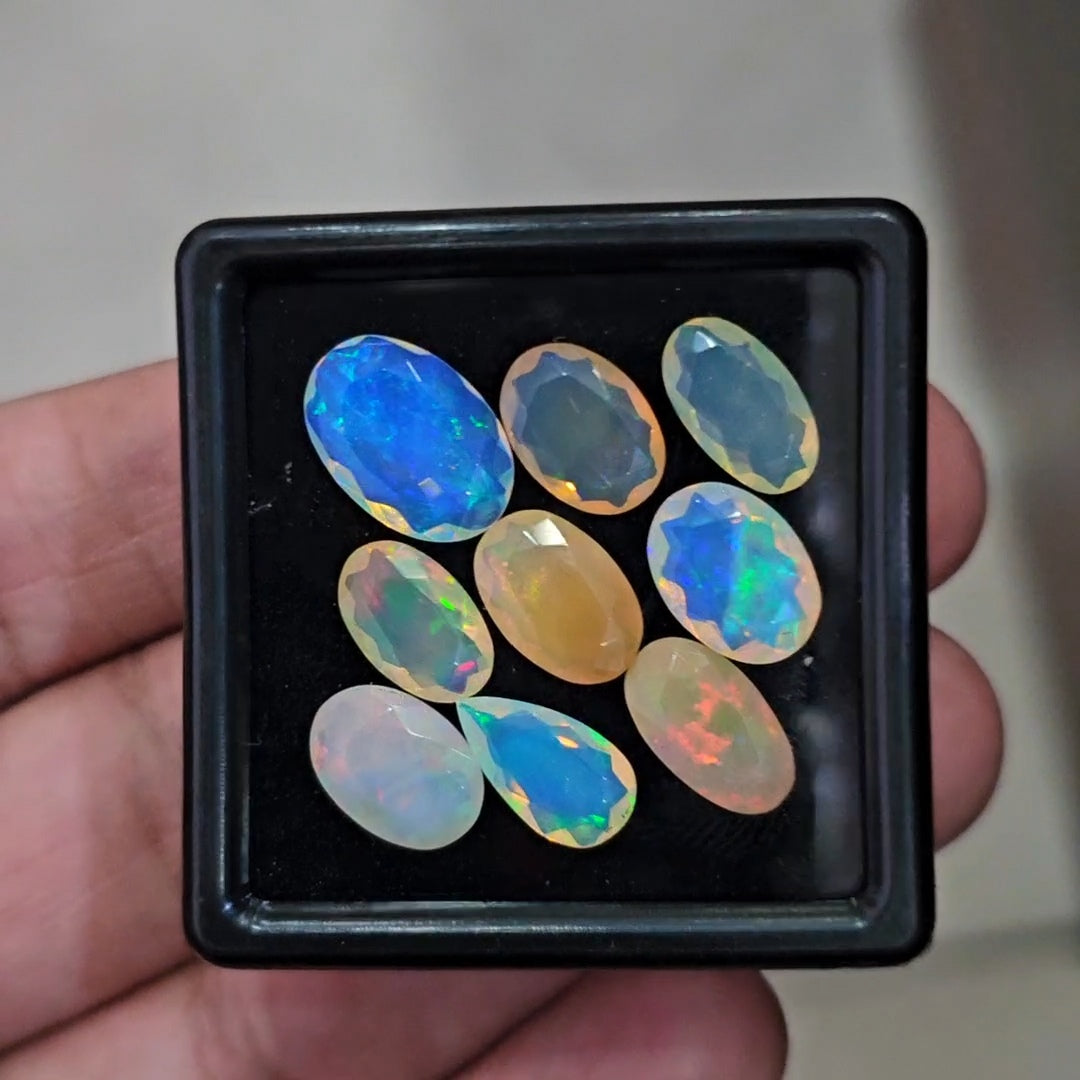 9 Pcs Natural Ethiopian Opal Faceted |Mix|10-13mm|13.1 Cts - The LabradoriteKing