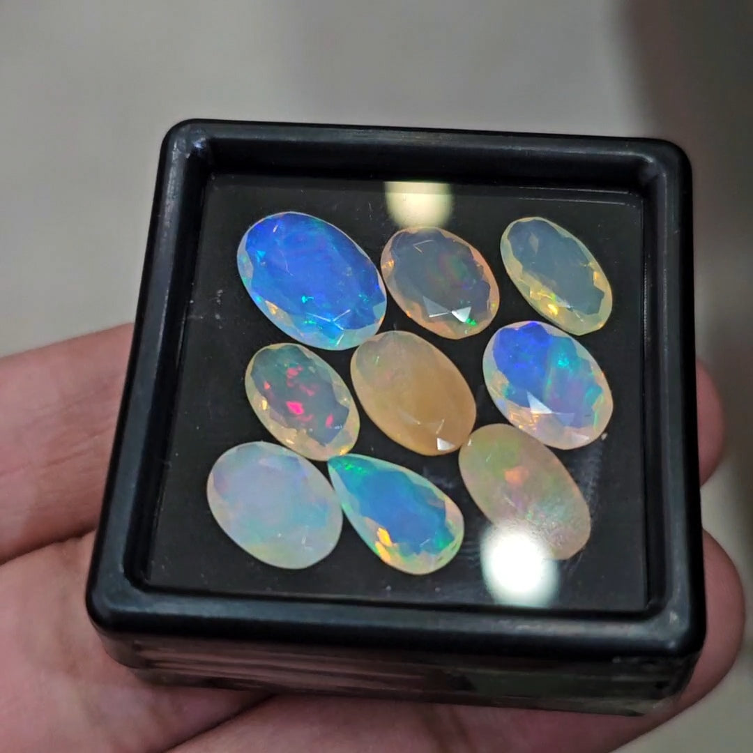 9 Pcs Natural Ethiopian Opal Faceted |Mix|10-13mm|13.1 Cts - The LabradoriteKing