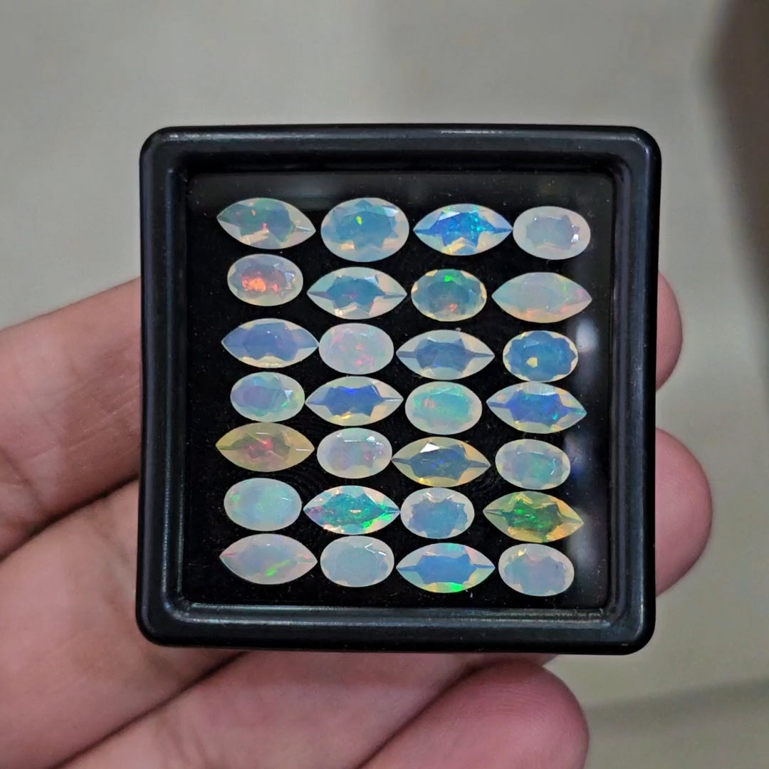 28 Pcs Natural Ethiopian Opal Faceted |Mix|7-5mm|8.2 Cts - The LabradoriteKing