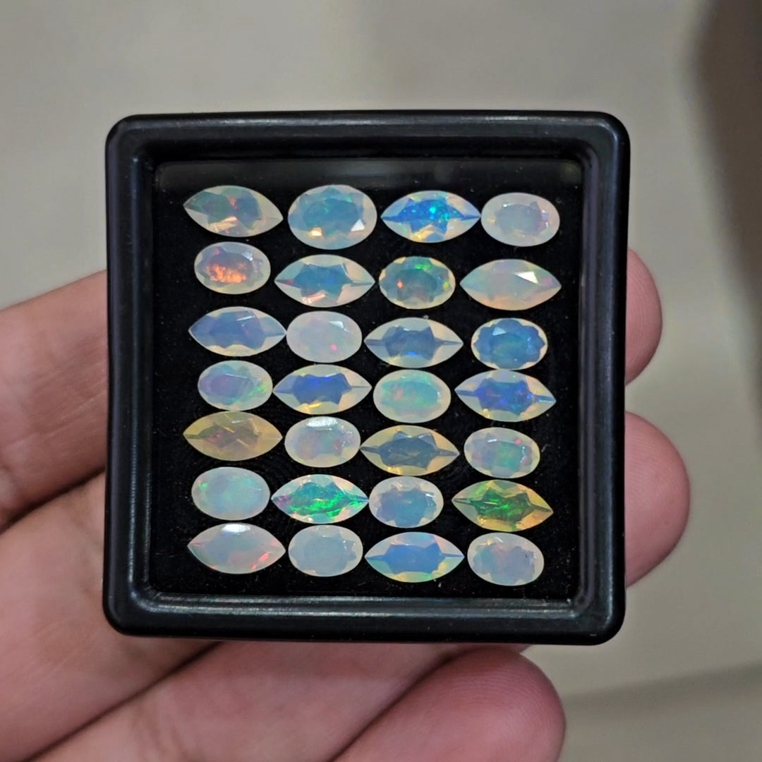 28 Pcs Natural Ethiopian Opal Faceted |Mix|7-5mm|8.2 Cts - The LabradoriteKing