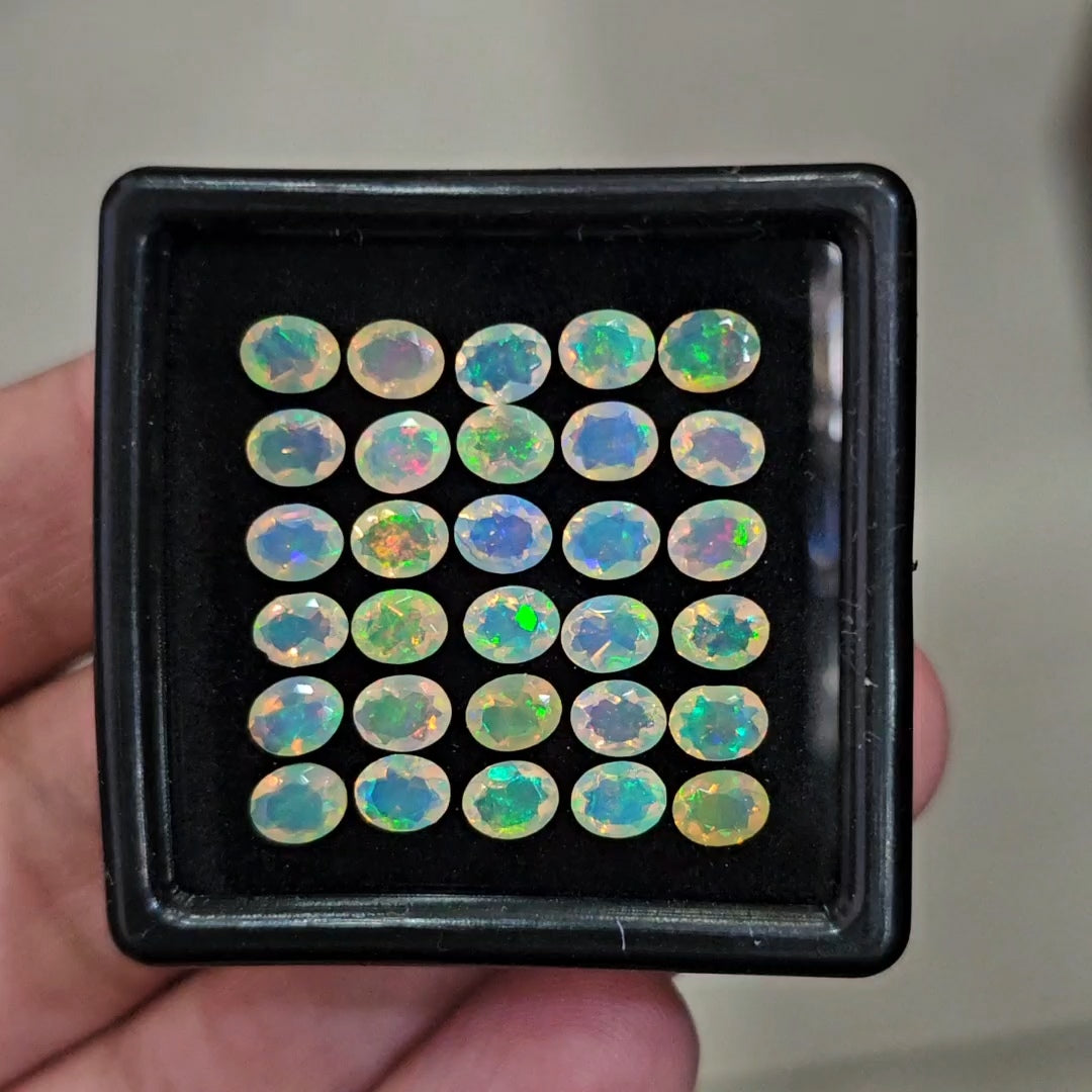 30 Pcs Natural Ethiopian Opal Faceted |Oval|5x4mm|7 Cts - The LabradoriteKing
