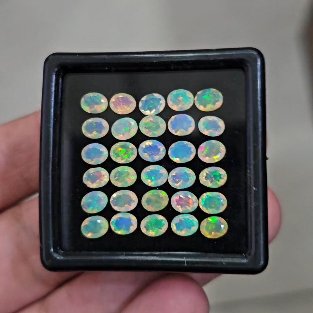 30 Pcs Natural Ethiopian Opal Faceted |Oval|5x4mm|7 Cts - The LabradoriteKing