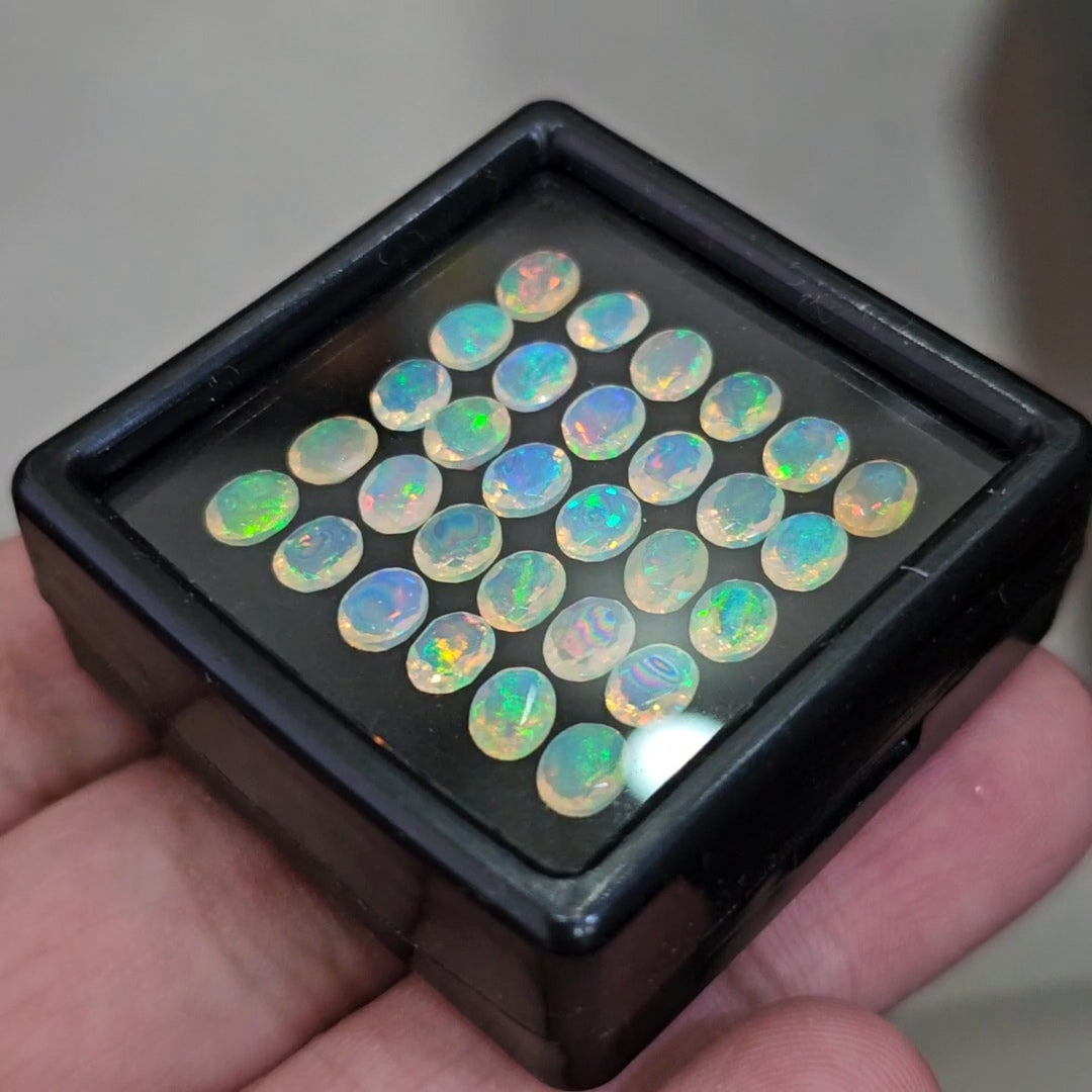 30 Pcs Natural Ethiopian Opal Faceted |Oval|5x4mm|7 Cts - The LabradoriteKing