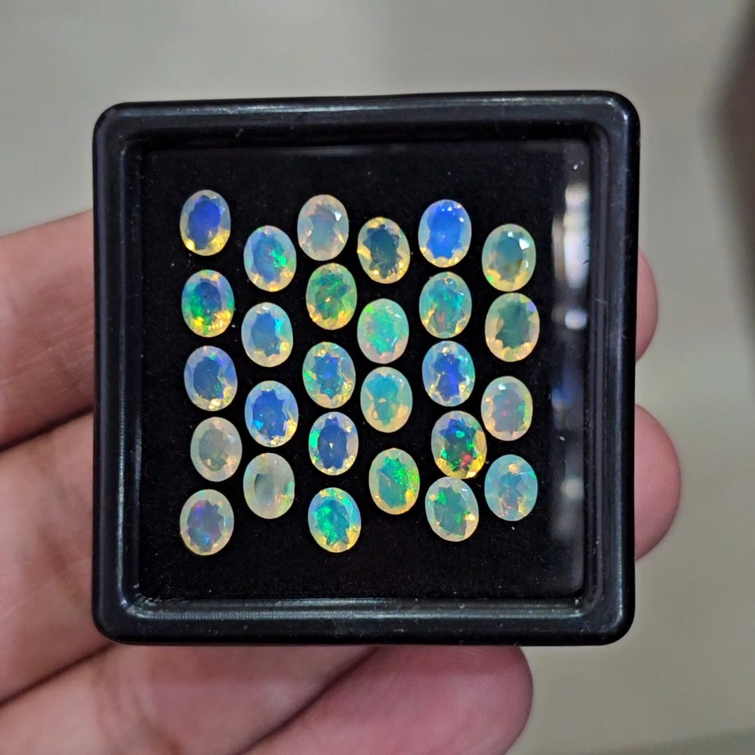 27 Pcs Natural Ethiopian Opal Faceted | Oval | 5x4mm | 6.1Cts - The LabradoriteKing