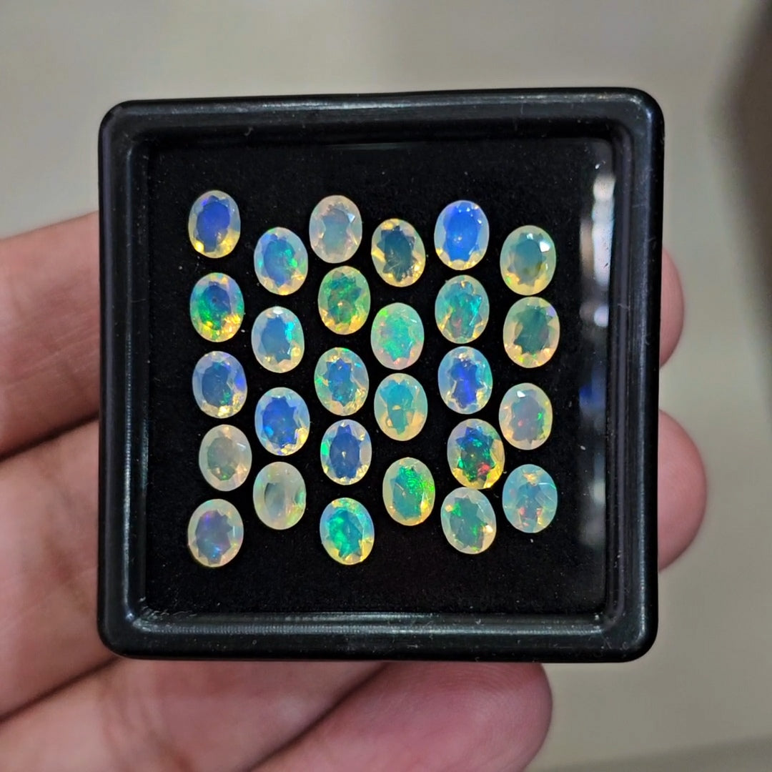27 Pcs Natural Ethiopian Opal Faceted | Oval | 5x4mm | 6.1Cts - The LabradoriteKing