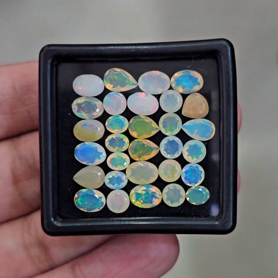 30 Pcs Natural Ethiopian Opal Faceted | Mix| 7-5mm | 10.2Cts - The LabradoriteKing
