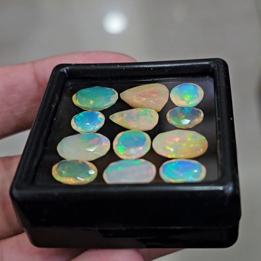 12 Pcs Natural Ethiopian Opal Faceted | Mix| 10-7mm | 13.4Cts - The LabradoriteKing