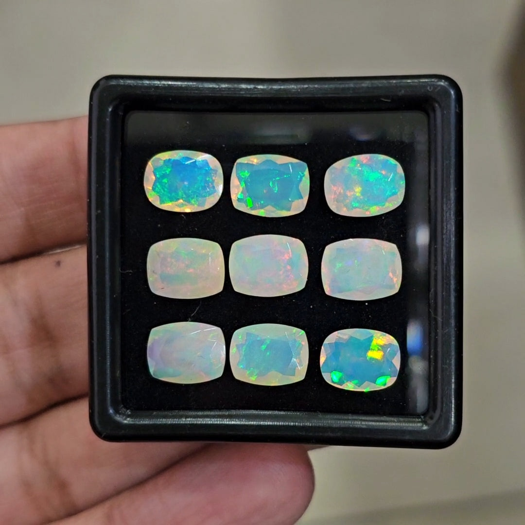 9 Pcs Natural Ethiopian Opal Faceted | Rectangle| 9x7mm | 9.9Cts - The LabradoriteKing