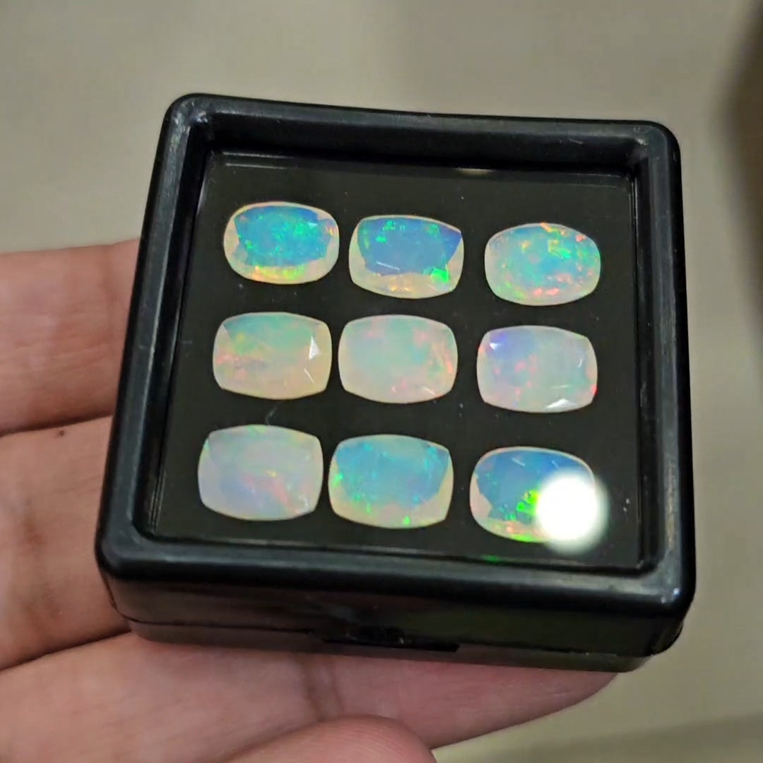 9 Pcs Natural Ethiopian Opal Faceted | Rectangle| 9x7mm | 9.9Cts - The LabradoriteKing