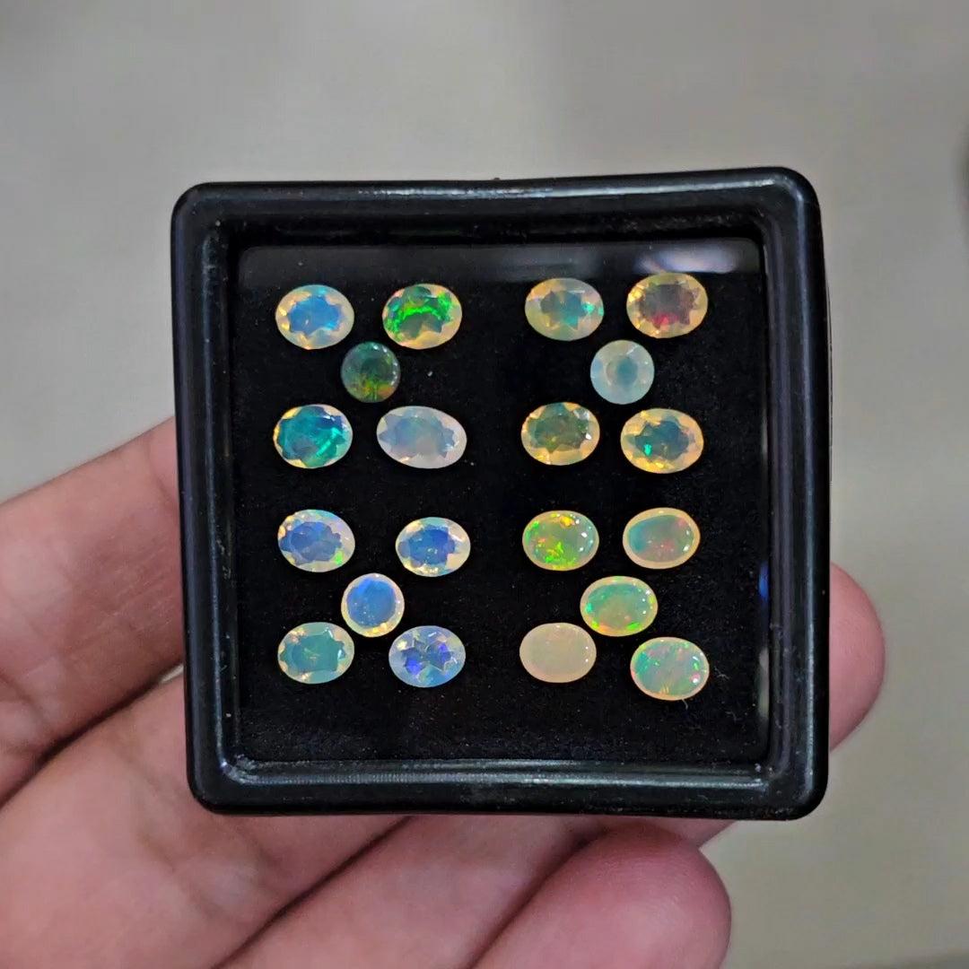 20 Pcs Natural Ethiopian Opal Faceted | Oval & Round | 4-6mm | 4.5Cts - The LabradoriteKing