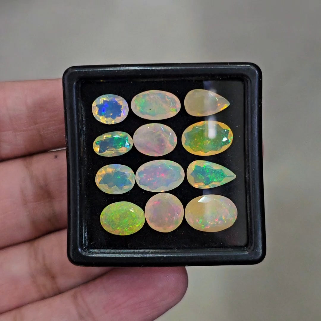 12 Pcs Natural Ethiopian Opal Faceted | Mix | 8-10mm | 13.2Cts - The LabradoriteKing