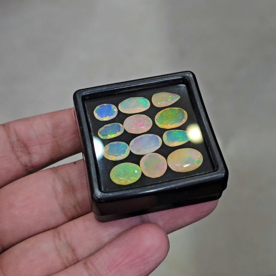 12 Pcs Natural Ethiopian Opal Faceted | Mix | 8-10mm | 13.2Cts - The LabradoriteKing