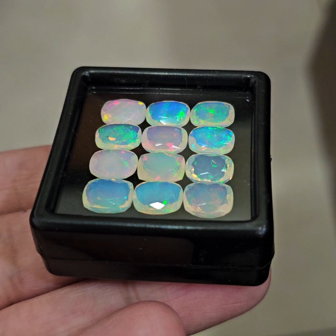 12 Pcs Natural Ethiopian Opal Faceted | Rectangle | 9x7mm | 14.5Cts - The LabradoriteKing
