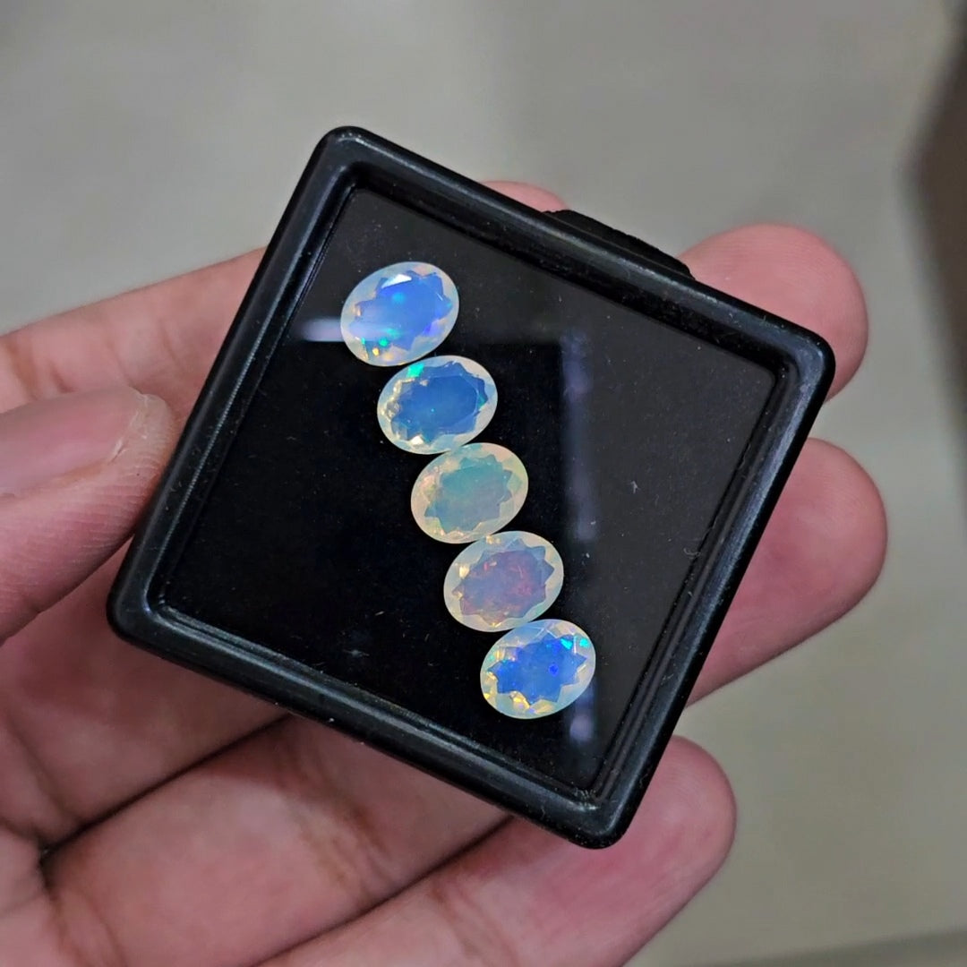 5 Pcs Natural Ethiopian Opal Faceted | Oval | 9x7mm | 5.8Cts - The LabradoriteKing