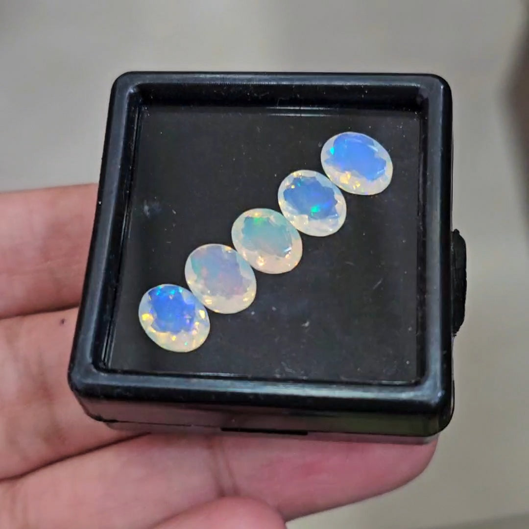 5 Pcs Natural Ethiopian Opal Faceted | Oval | 9x7mm | 5.8Cts - The LabradoriteKing