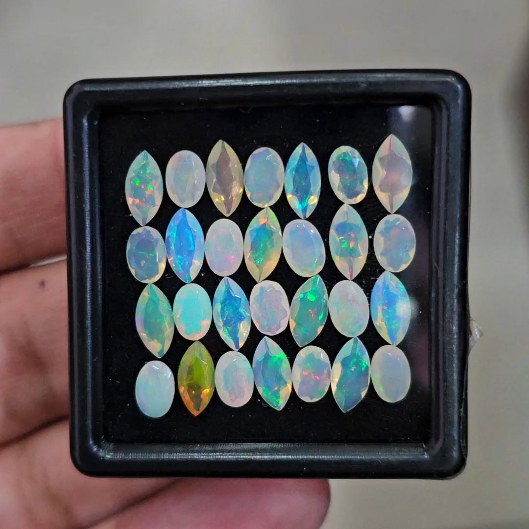 28 Pcs Natural Ethiopian Opal Faceted | Marquise & Oval | 5-7mm | 8.8Cts - The LabradoriteKing