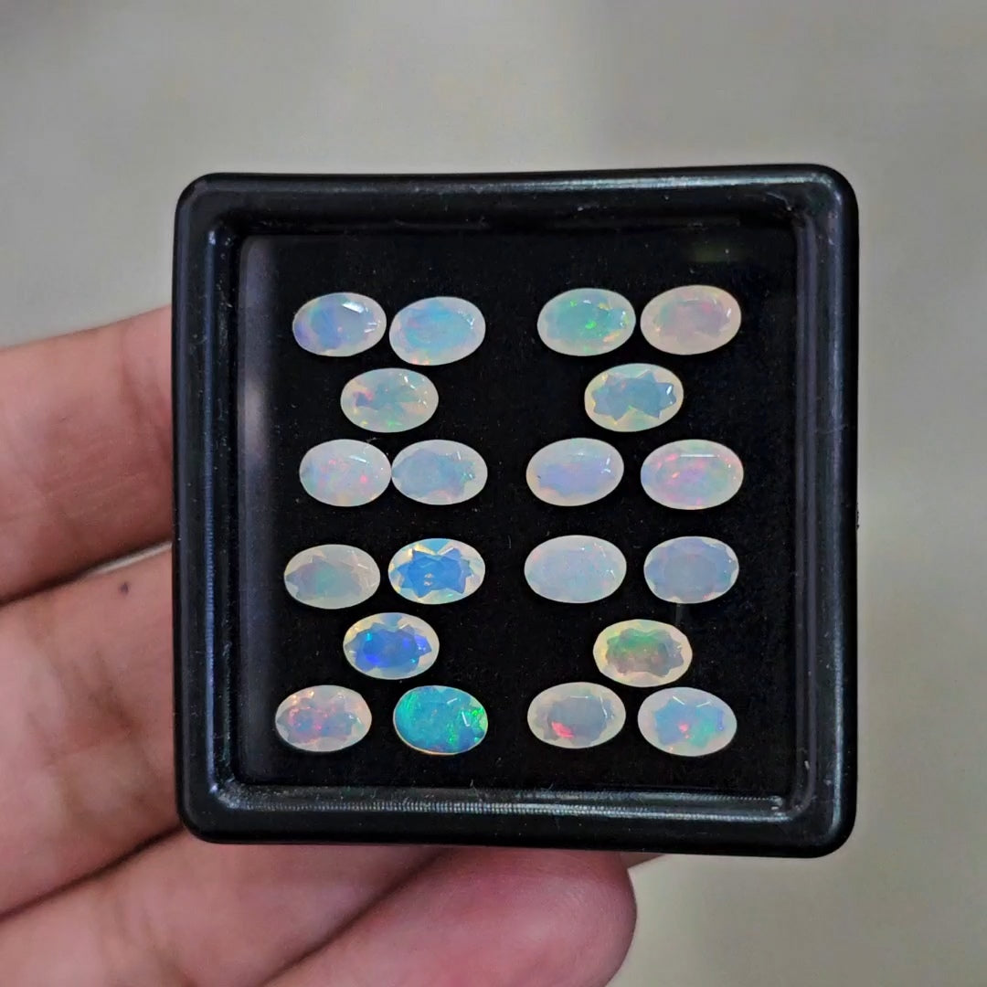 20 Pcs Natural Ethiopian Opal Faceted | Oval | 6x4mm | 5.2Cts - The LabradoriteKing