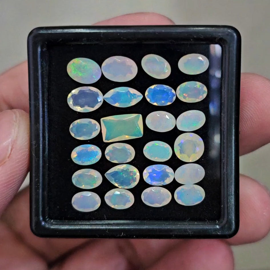 24 Pcs Natural Ethiopian Opal Faceted | Mix | 6-8mm | 8Cts - The LabradoriteKing