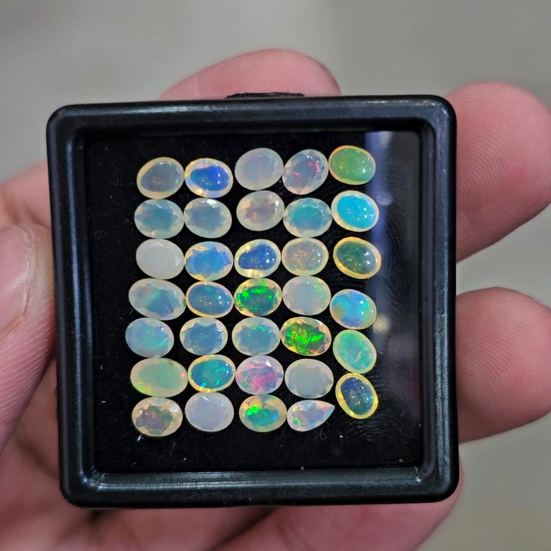 34 Pcs Natural Ethiopian Opal Faceted | Oval & Marquise | 4-6mm | 6.8Cts - The LabradoriteKing