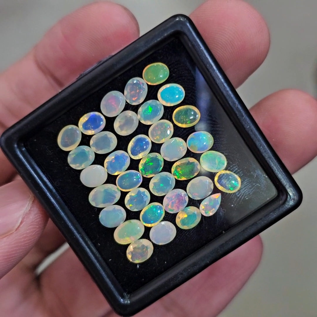 34 Pcs Natural Ethiopian Opal Faceted | Oval & Marquise | 4-6mm | 6.8Cts - The LabradoriteKing