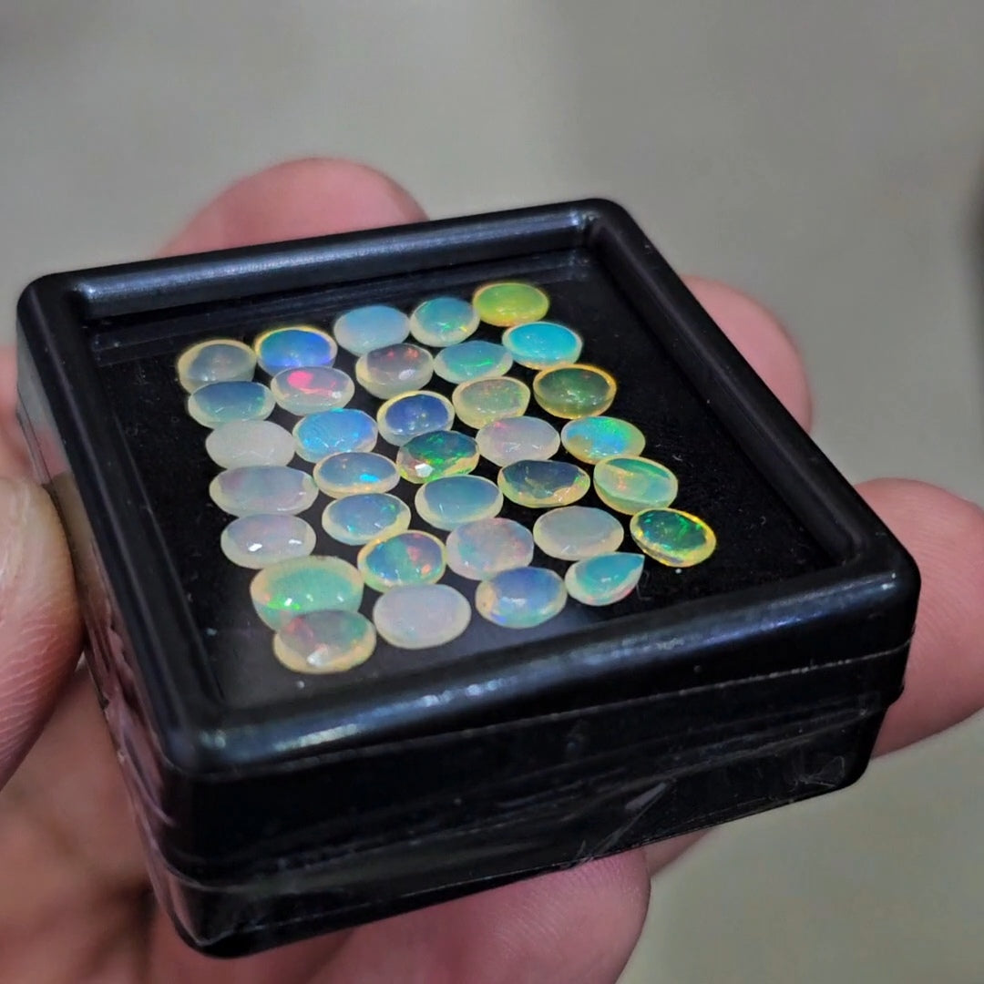 34 Pcs Natural Ethiopian Opal Faceted | Oval & Marquise | 4-6mm | 6.8Cts - The LabradoriteKing