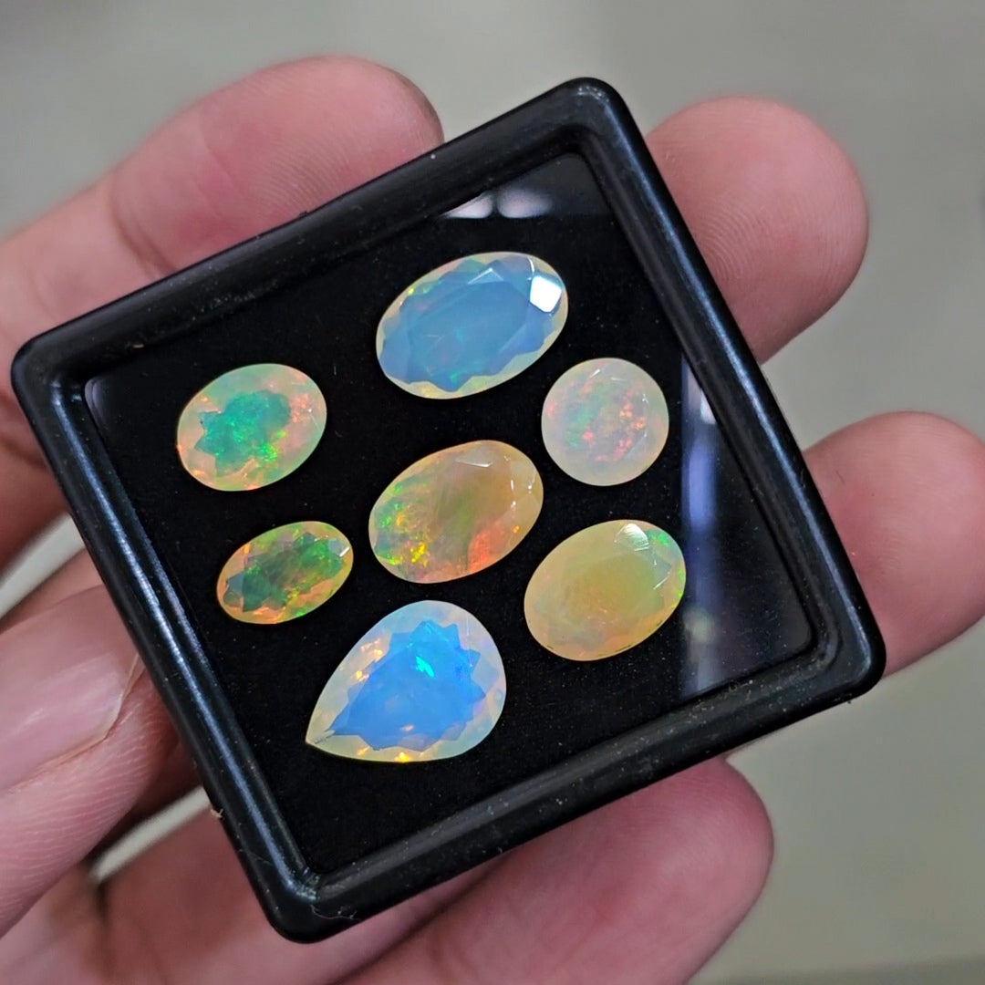 7 Pcs Natural Ethiopian Opal Faceted | Mix | 7-13mm | 10.7Cts - The LabradoriteKing
