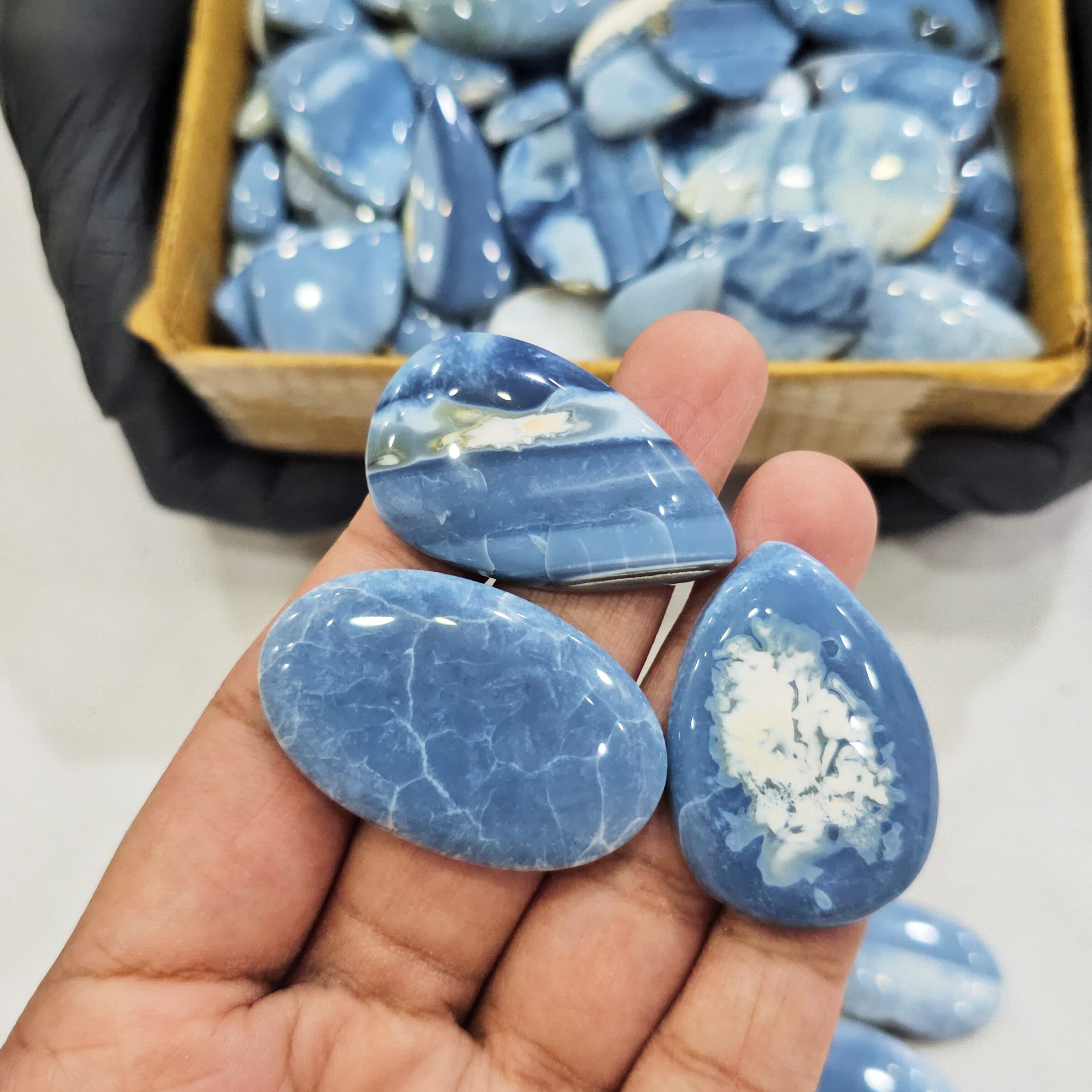 500 Grams Natural Deep Owyhee  Blue Opal  Gemstones | 60-70 Pcs (Approx.) | 15–45mm - The LabradoriteKing