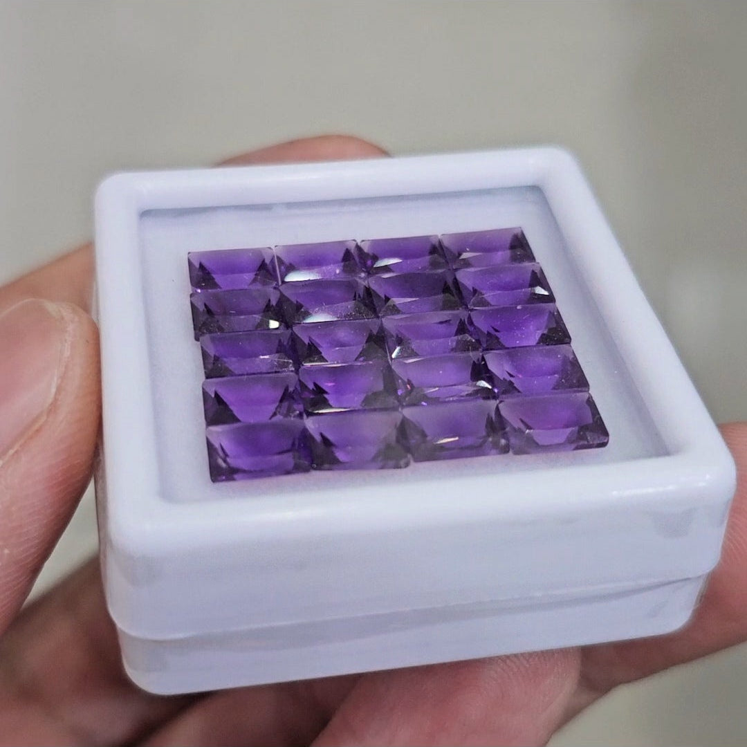 20 Pcs Of Natural Amethyst Faceted | Shape: Rectangle | Size: 7x5mm