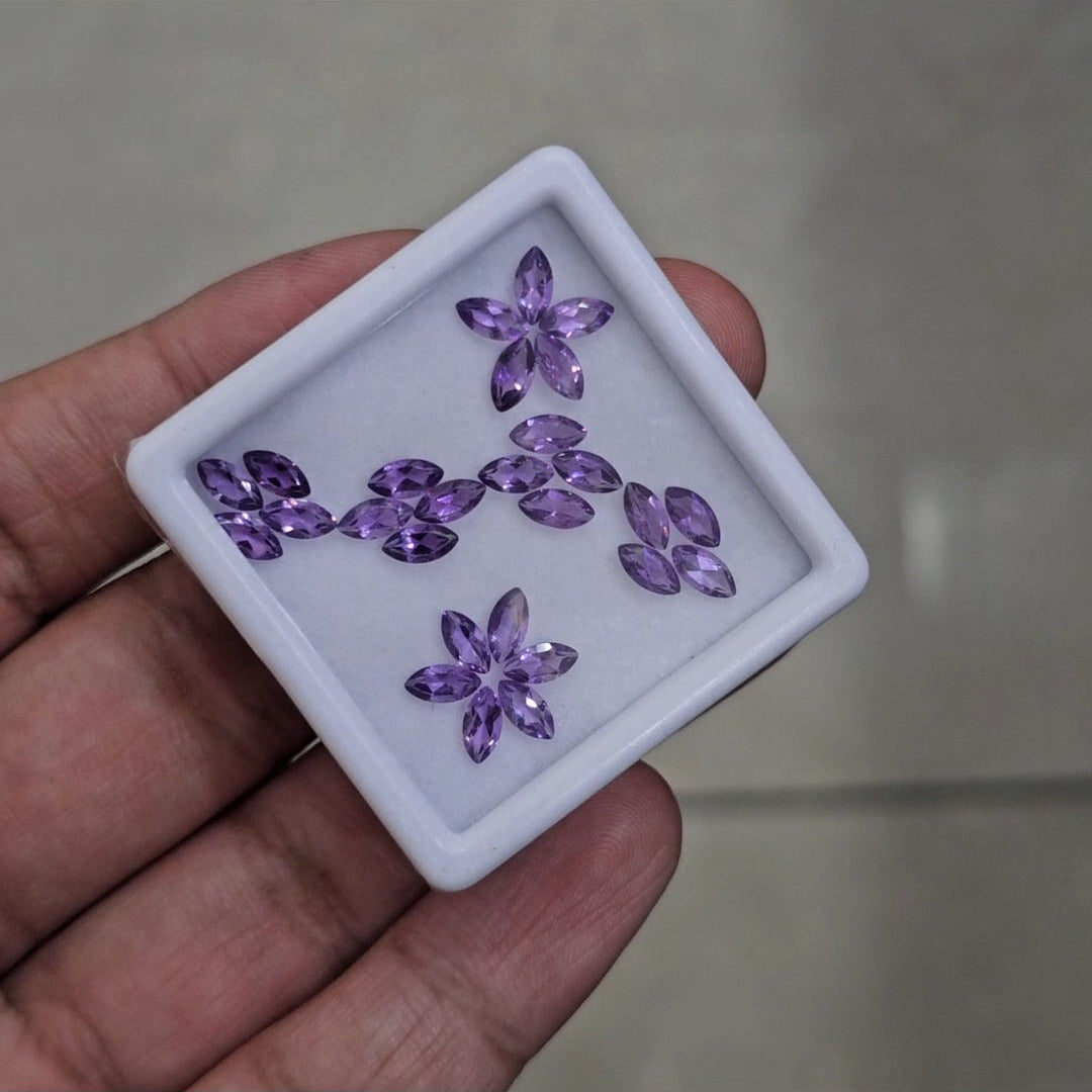 27 Pcs Of Natural Amethyst Faceted | Shape: Marquise | Size: 6x3mm
