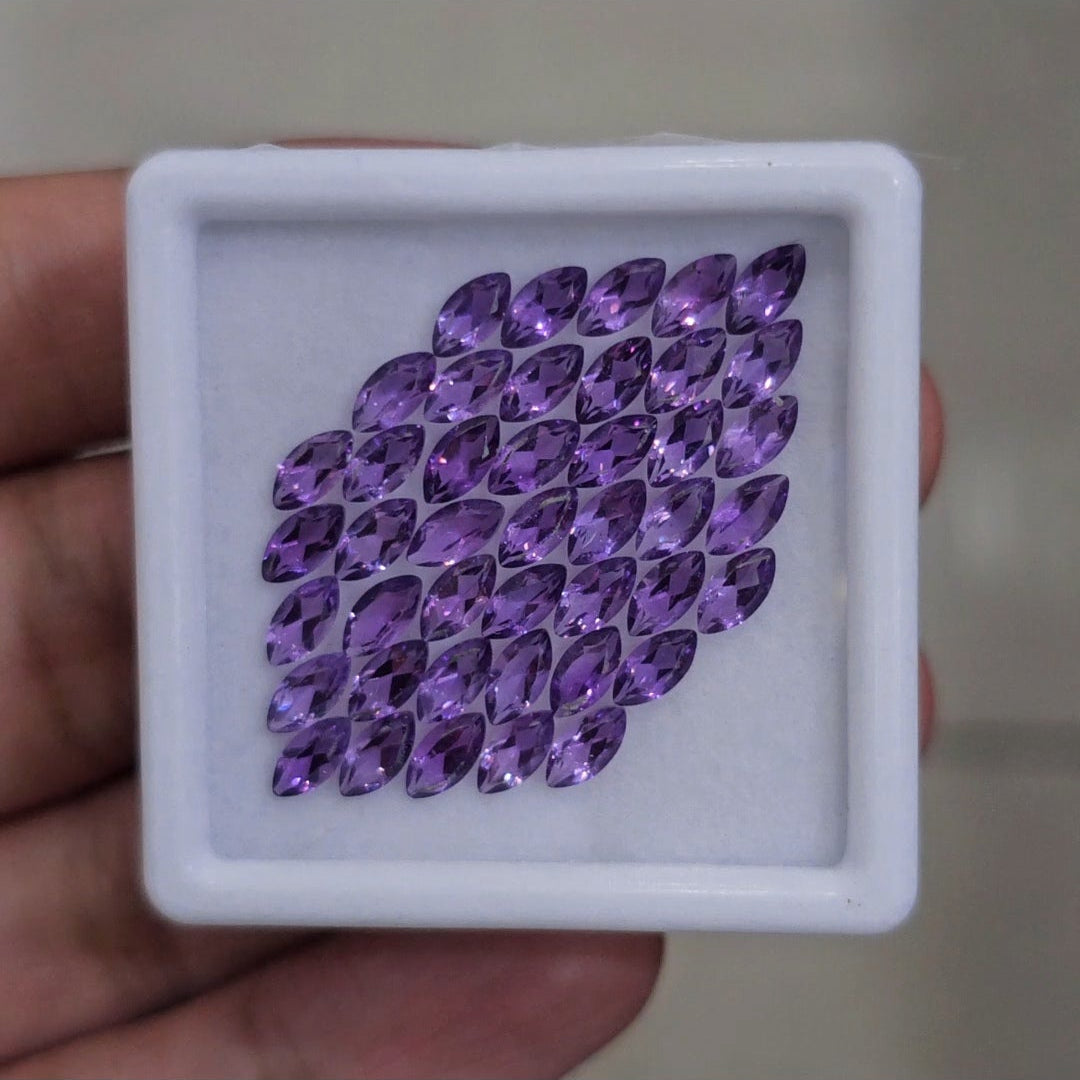 43 Pcs Of Natural Amethyst Faceted | Shape: Marquise | Size: 6x3mm