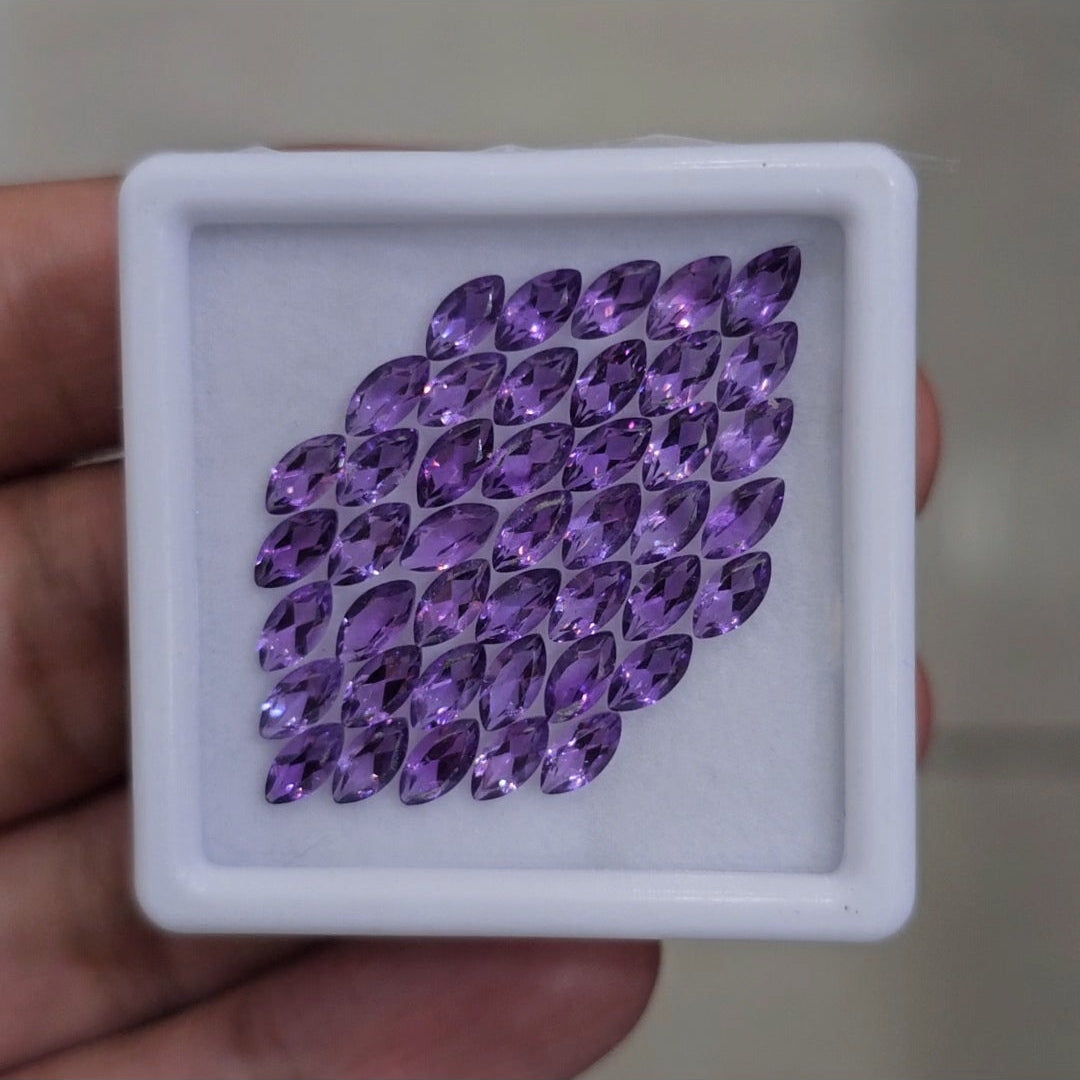 43 Pcs Of Natural Amethyst Faceted | Shape: Marquise | Size: 6x3mm