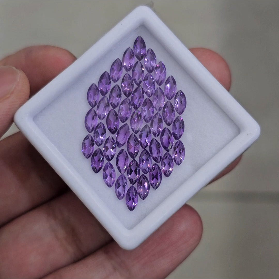 43 Pcs Of Natural Amethyst Faceted | Shape: Marquise | Size: 6x3mm