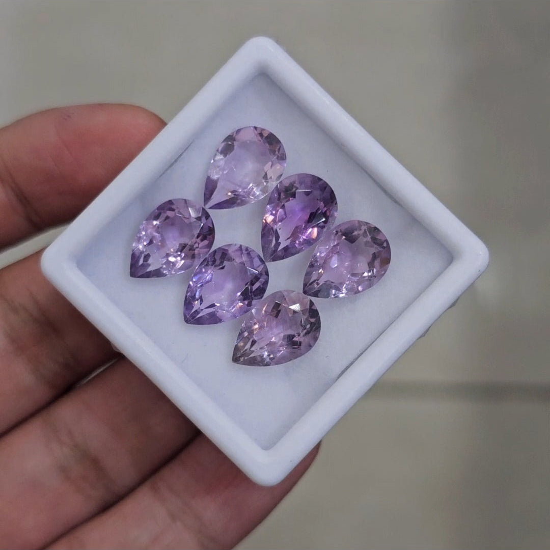 6 Pcs Of Natural Amethyst Faceted | Shape: Pear | Size: 13x9mm