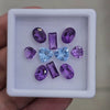 10 Pcs Of Natural Amethyst & Blue Topaz Faceted | Shape: Mix | Size: 6-8mm