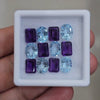 12 Pcs Of Natural Amethyst & Blue Topaz Faceted | Shape: Oval & Rectangle | Size: 8-9mm